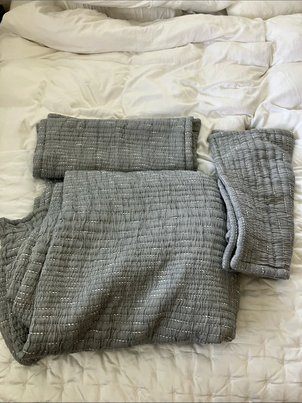 Quince organic cotton channel stitch, coverlet set king/California king blue